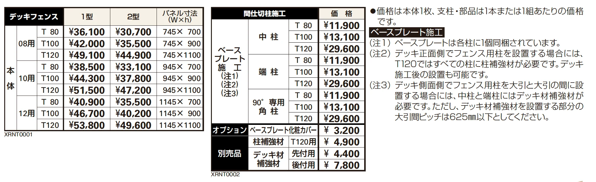 リウッドデッキフェンス 1型 【2022年版】_価格_1