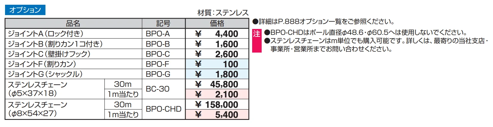 ビポール チェーン通過型 上下式 交換ポール(補修用) φ114.3 【2022年版】_価格_2
