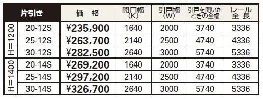 （片引きタイプ）エクスライン 引戸 1型 【2022年版】_価格_1
