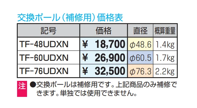 ビポールBP チェーン通過型 上下式 バリアフリー仕様 交換ポール(補修用) φ60.5 【2022年版】_価格_1