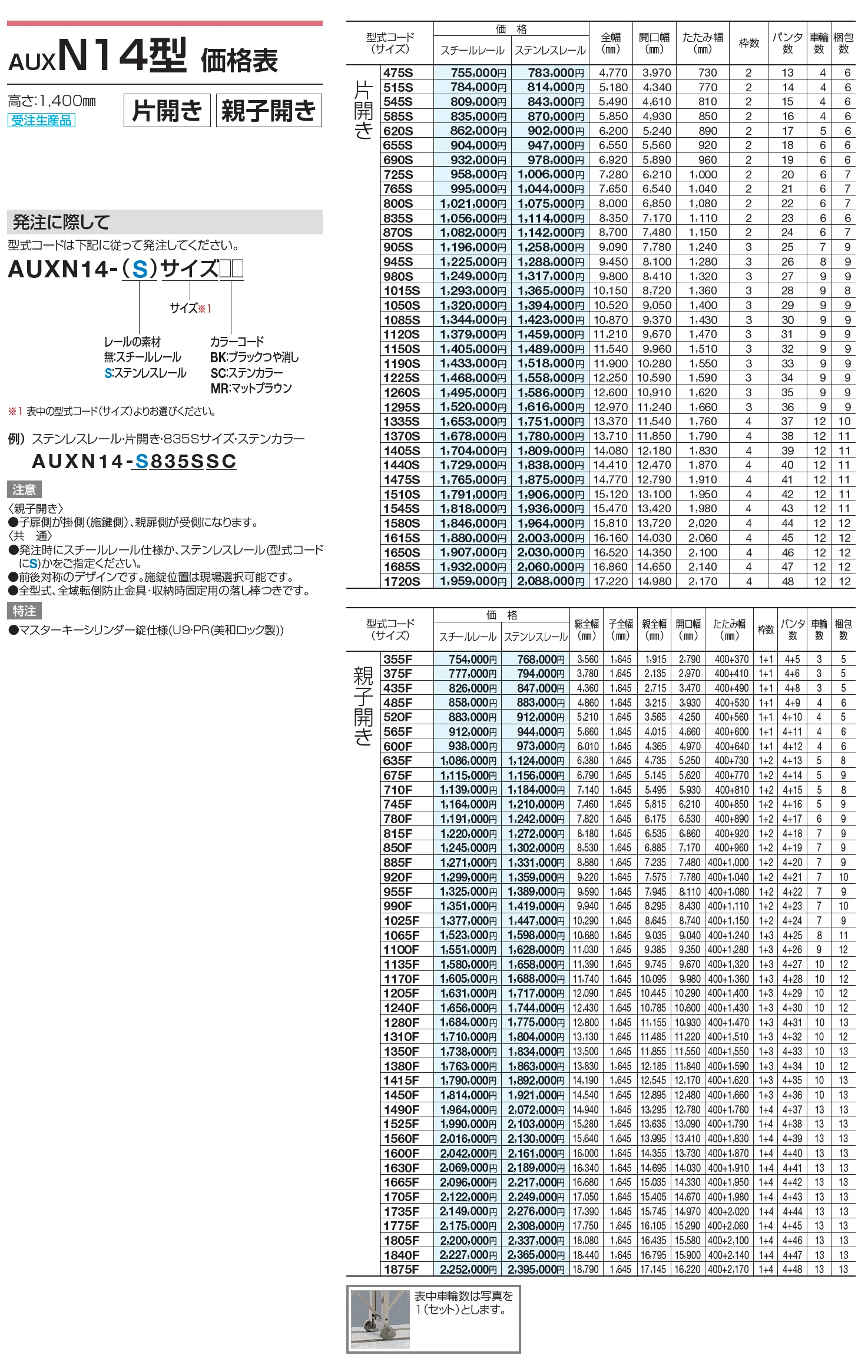 AUXN 12型/14型/16型/18型【2023年版】_価格_2