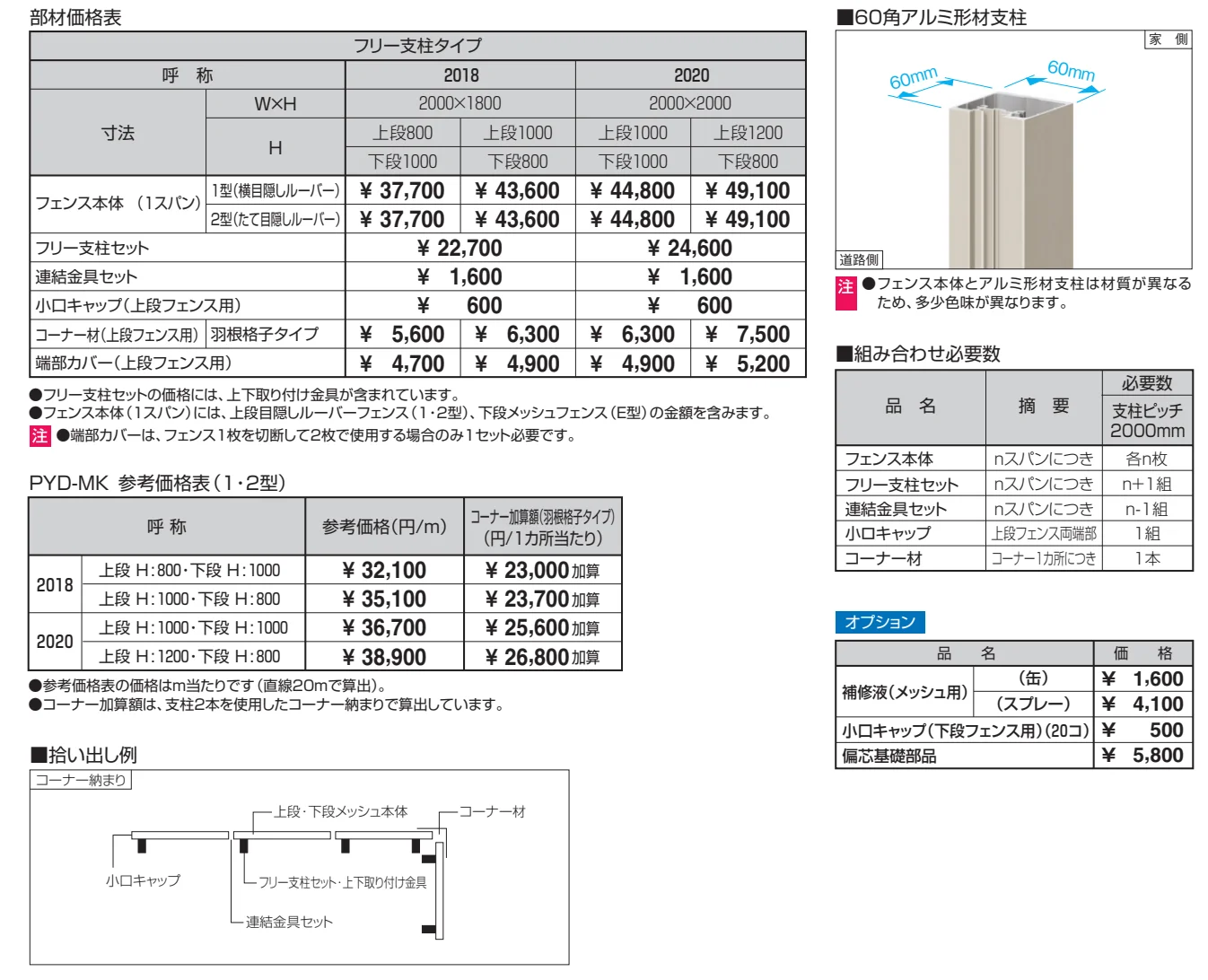 ユメッシュプラス 上目隠しタイプ1型 横目隠しルーバー フリー支柱タイプ 【2022年版】_価格_1