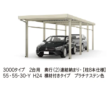 YKK APの「ジーポートPro 3000タイプ 2台用(単体・奥行延長・間口延長・奥行(2)連結)」のサブ画像6