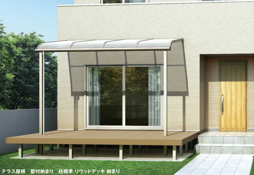 YKK APの「ソラリア テラス屋根 リウッドデッキ納まり【2023年版】」