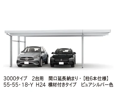 YKK APの「ジーポートPro 3000タイプ 2台用(単体・奥行延長・間口延長・奥行(2)連結)」のサブ画像3