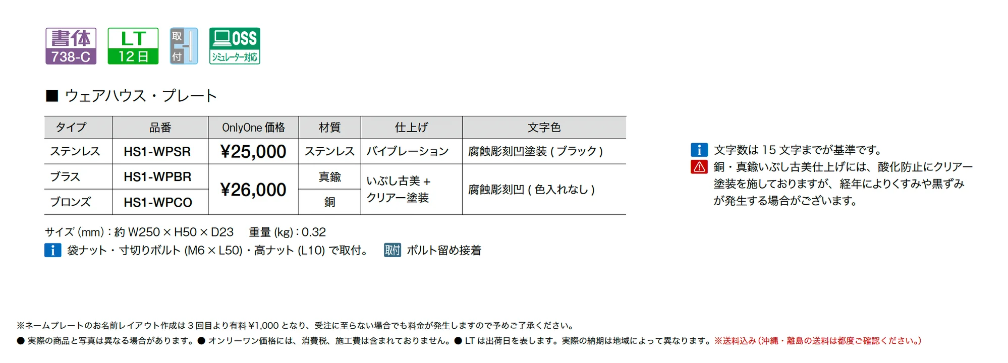 ウェアハウス・プレート_価格_1