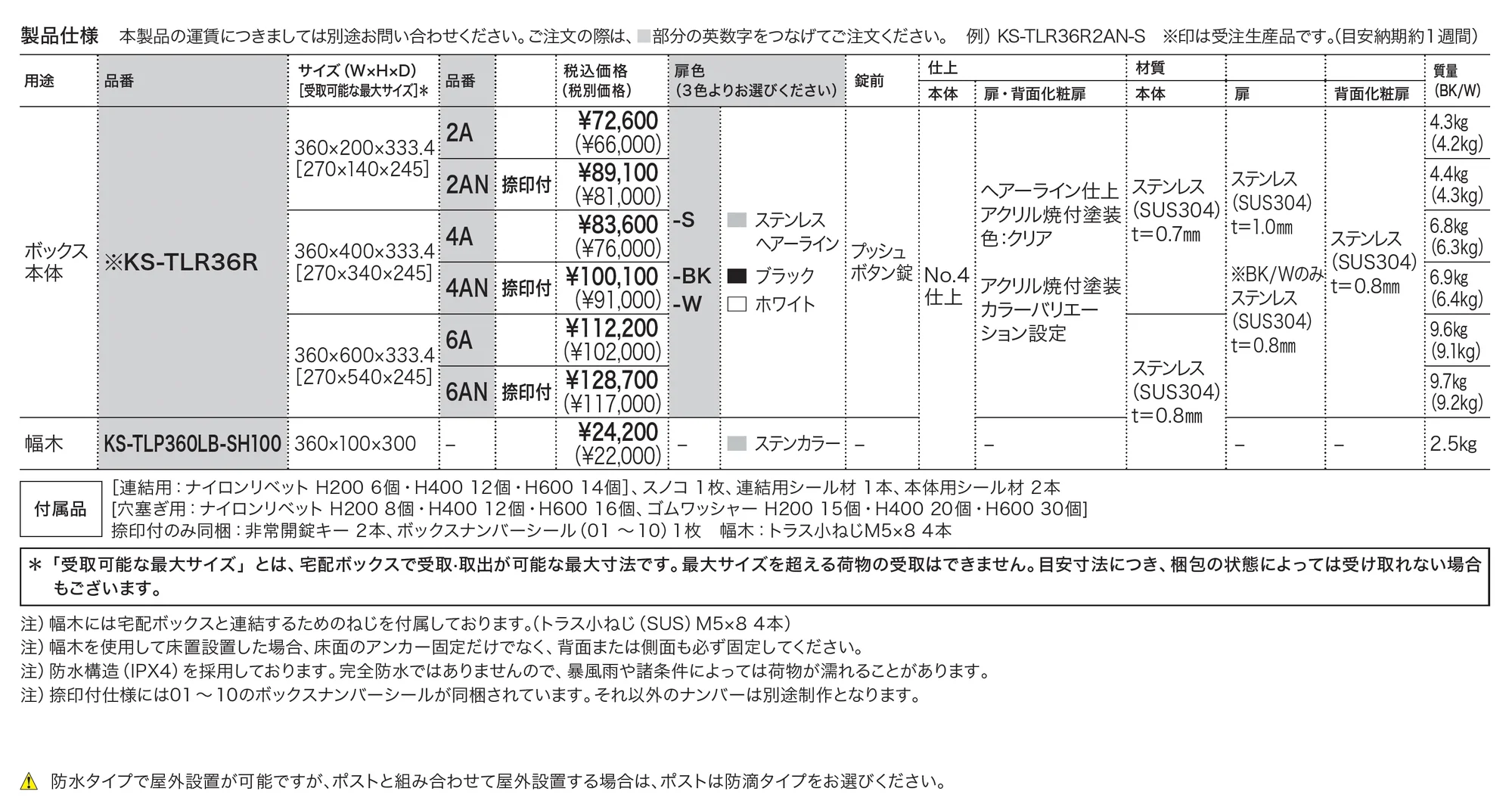 Nasta Box プチ宅 背面化粧タイプ W360_価格_1