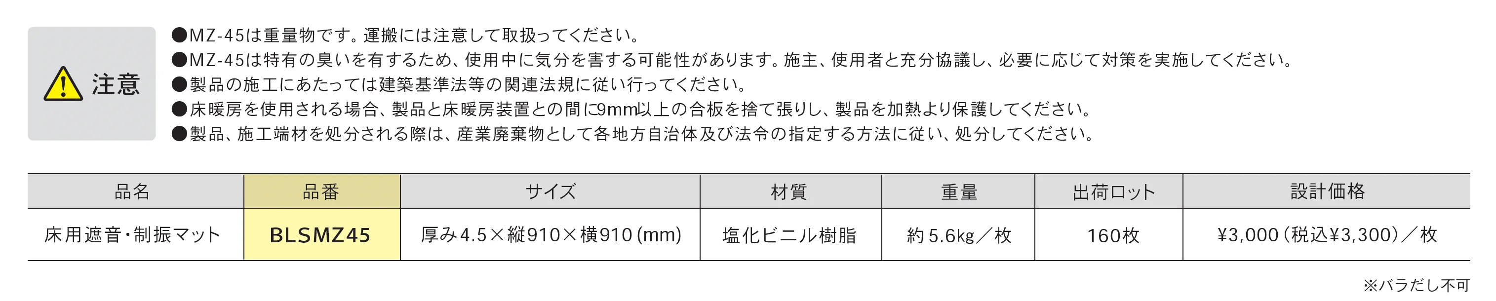 床用遮音・制振マット MZ-45_価格_1