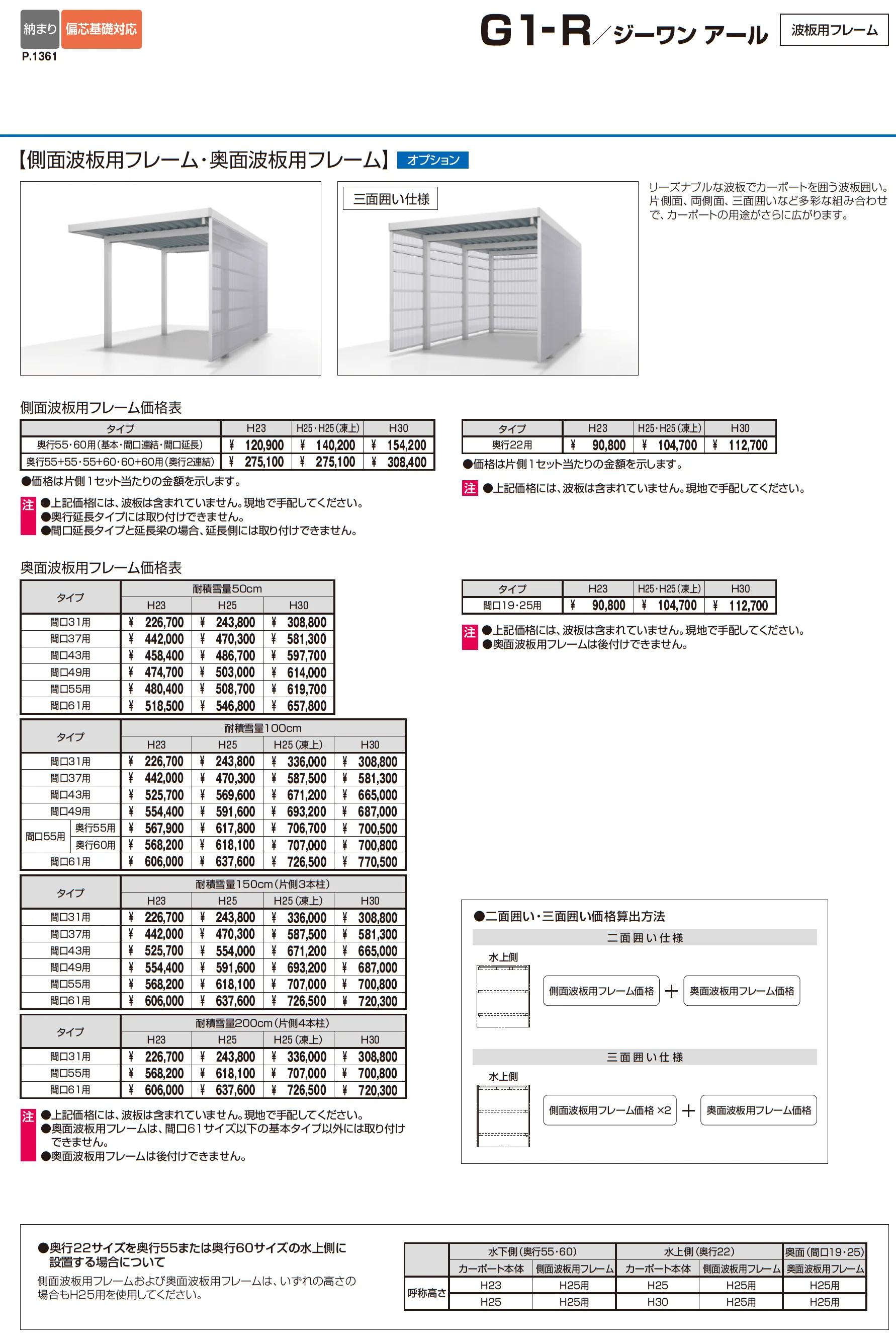 G1-R/ジーワン アール(耐積雪量200cm仕様：基本・奥行延長・間口延長・奥行2連結・間口連結)_価格_7
