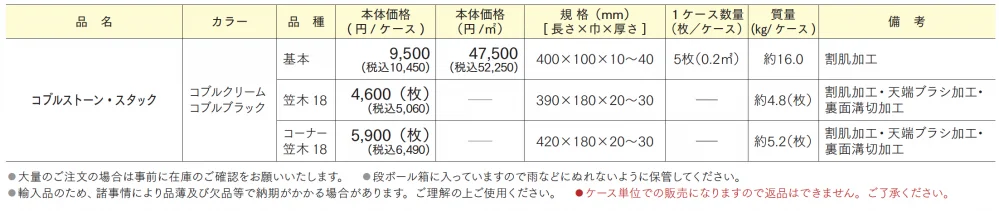 コブルストーン・スタック【2024年版】_価格_1