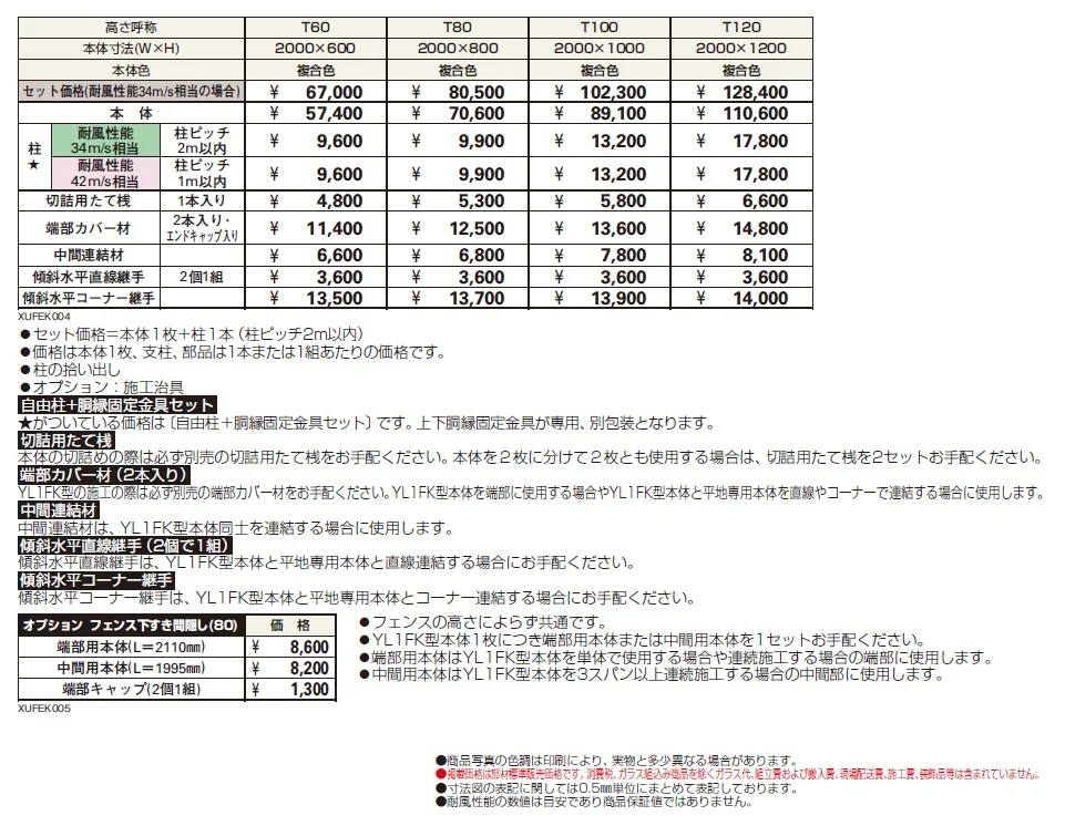 ルシアス フェンスYL1FK型 傾斜地用横ルーバー 【2024.6月発売】【2024年版】_価格_1