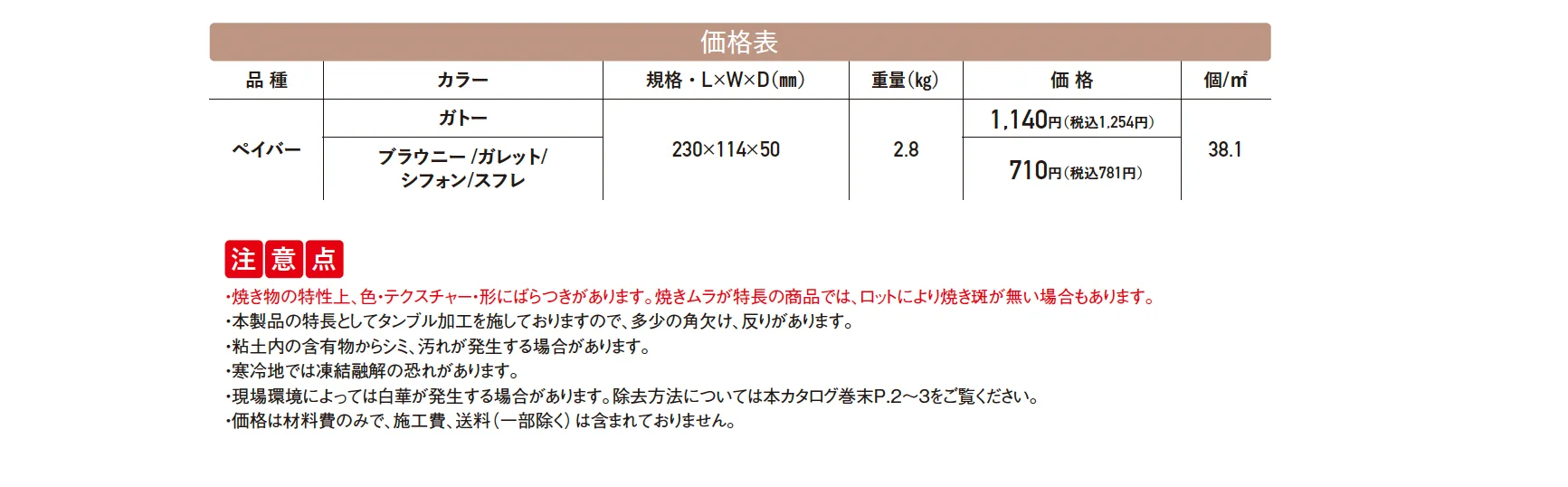 ショコラ･ペイバー【2025年版】_価格_1