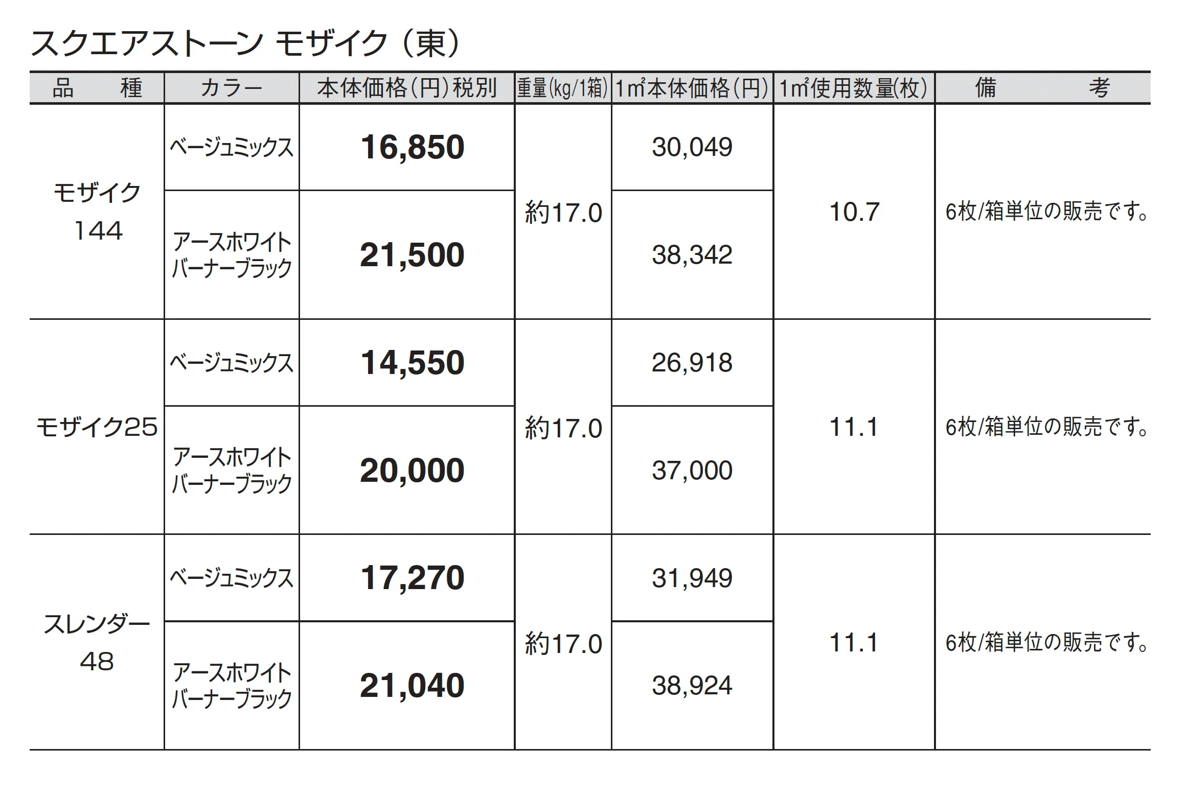スクエアストーン モザイク_価格_1
