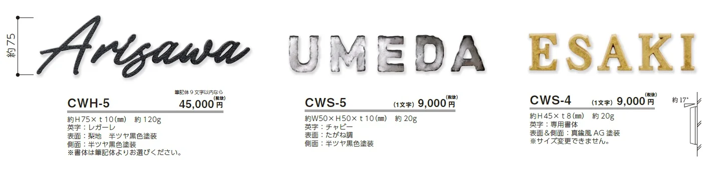 鋳物文字 英字タイプ アルミ鋳物表札【2024年版】_価格_1