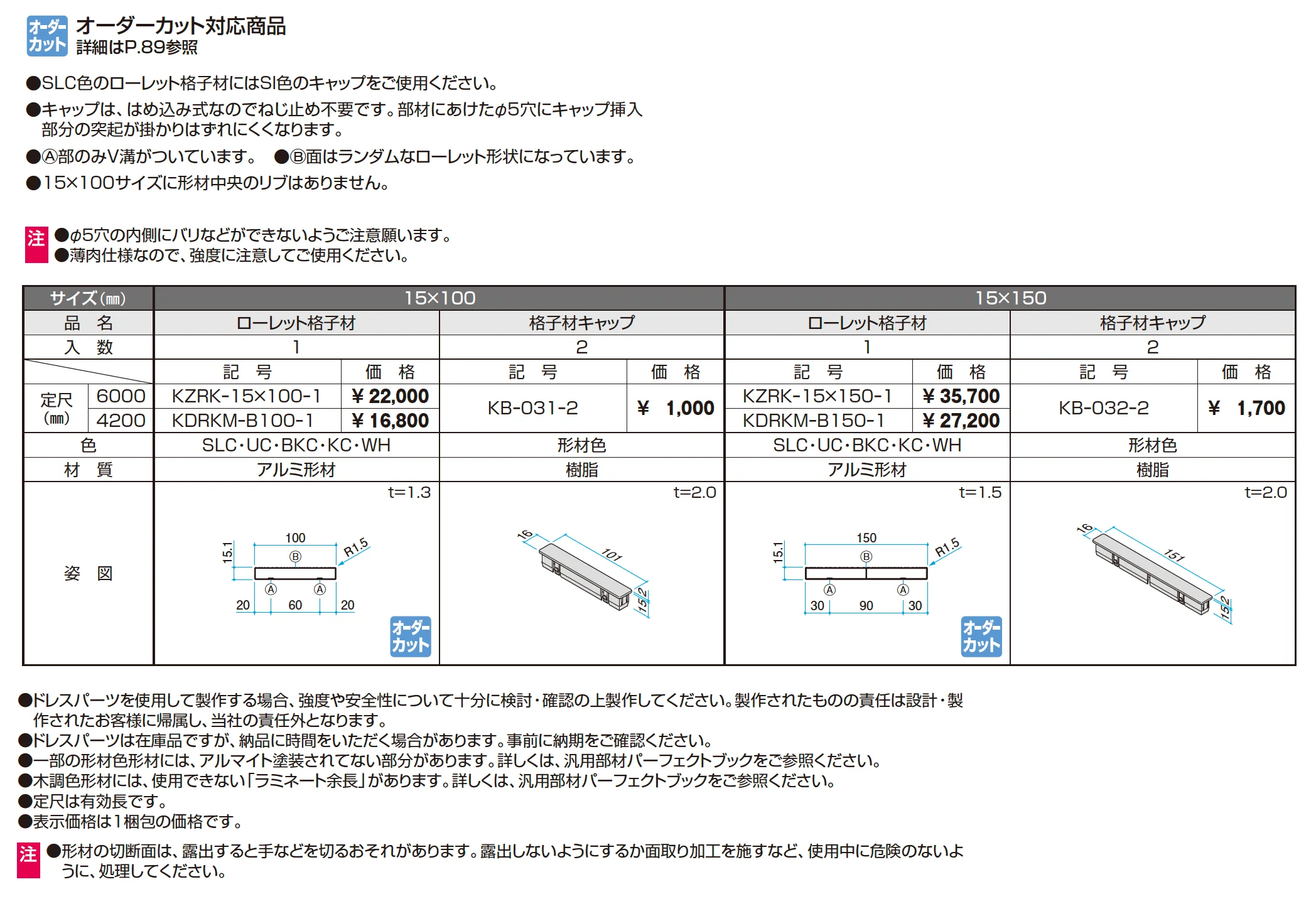 ドレスパーツ ローレット格子材_価格_1