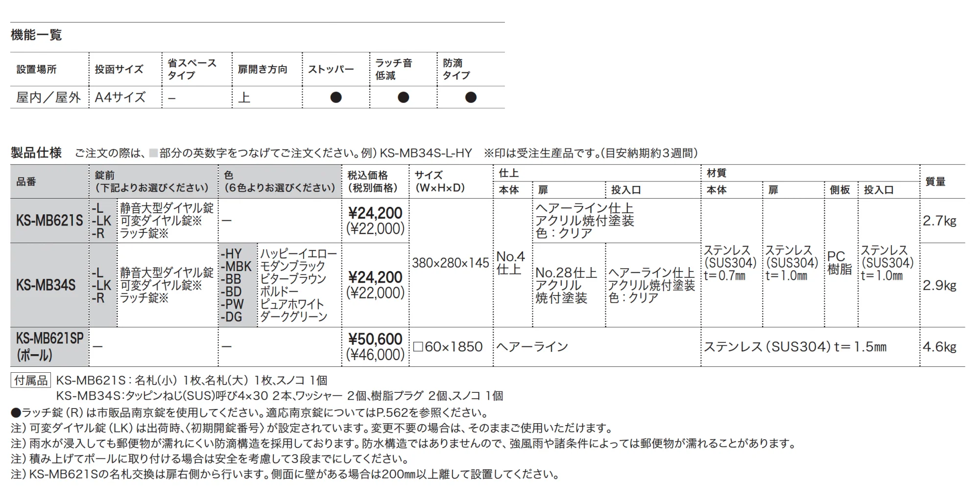 ポスト MB621S/MB34S_価格_1