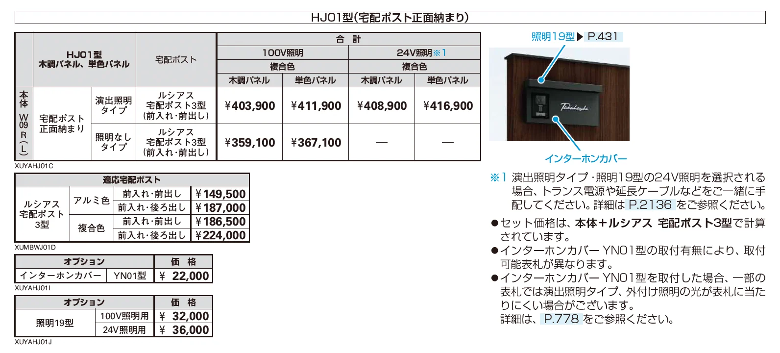 ルシアス ウォール HJ01型 宅配ポスト正面納まり【2025年版】_価格_2