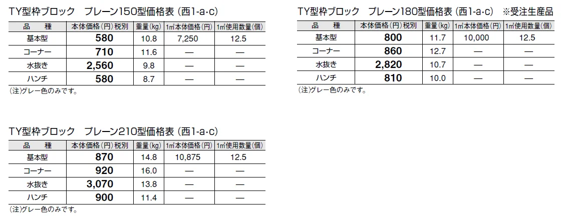 TY型枠ブロック プレーン【西日本】【2024年版】_価格_1