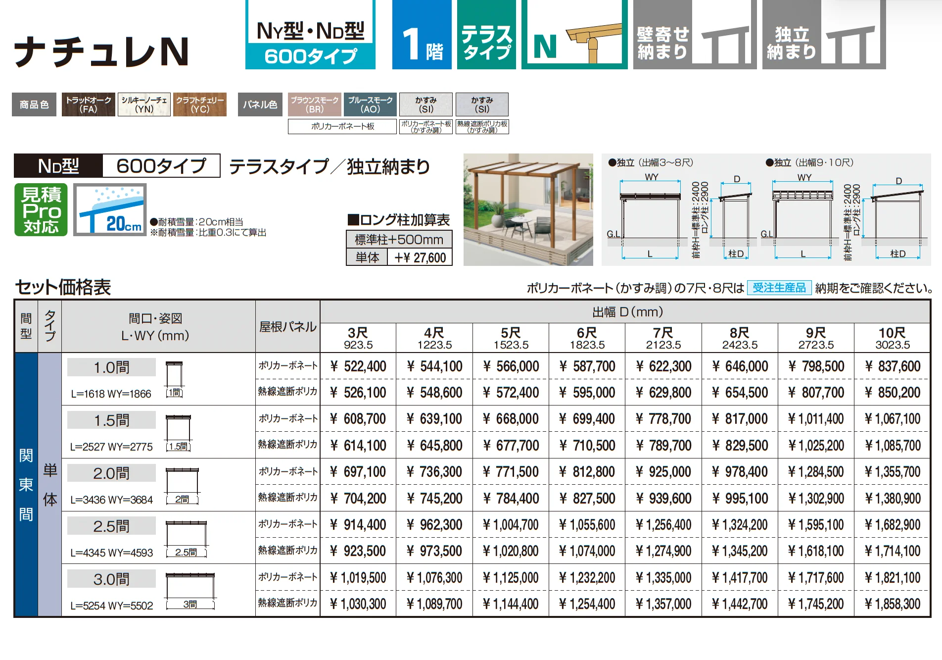 ナチュレN(ND型 600タイプ テラスタイプ/独立納まり)_価格_1