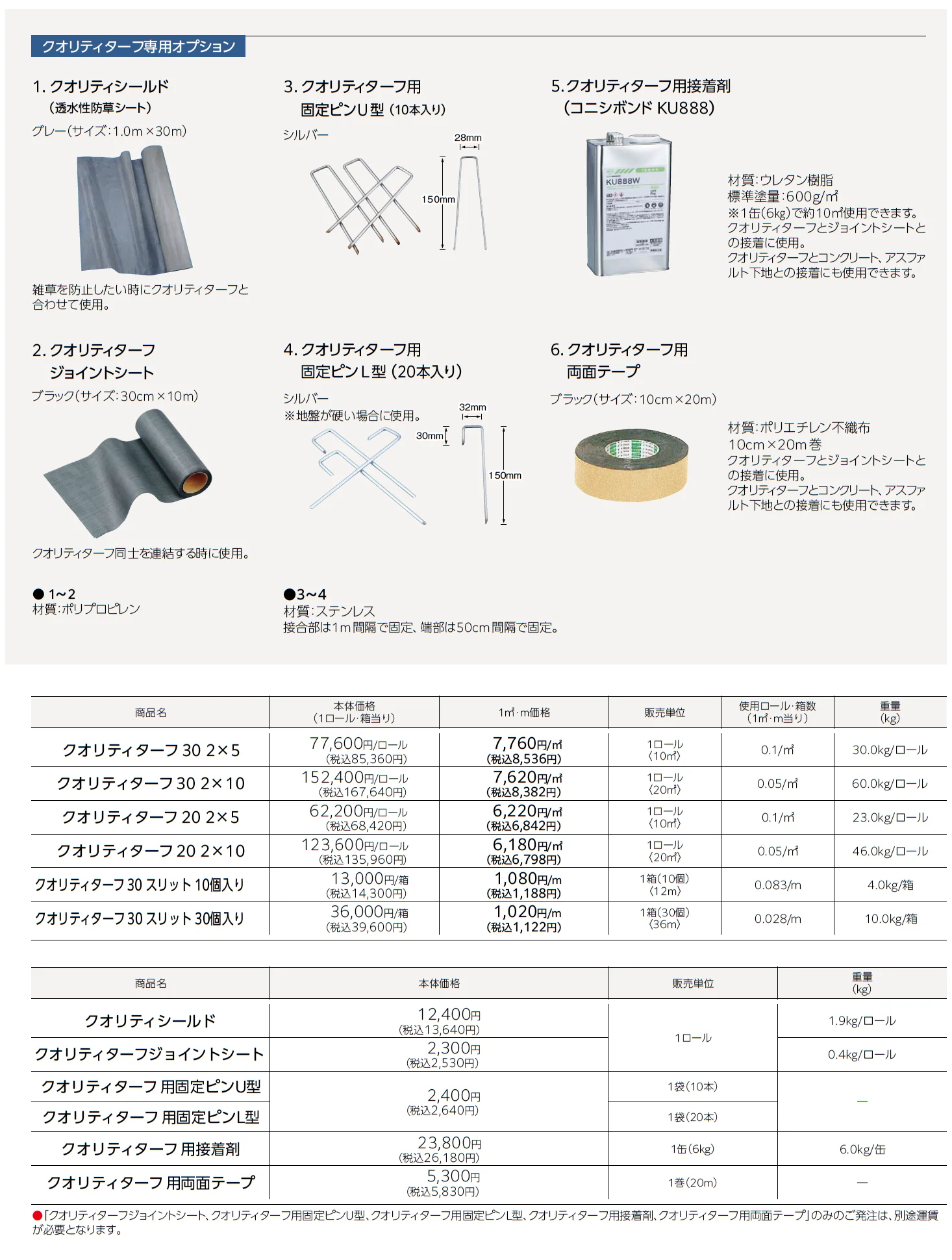 クオリティターフ(透水性人工芝)_価格_1