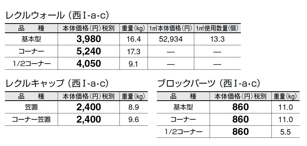 レクルウォール【2025年版】【廃番】_価格_3