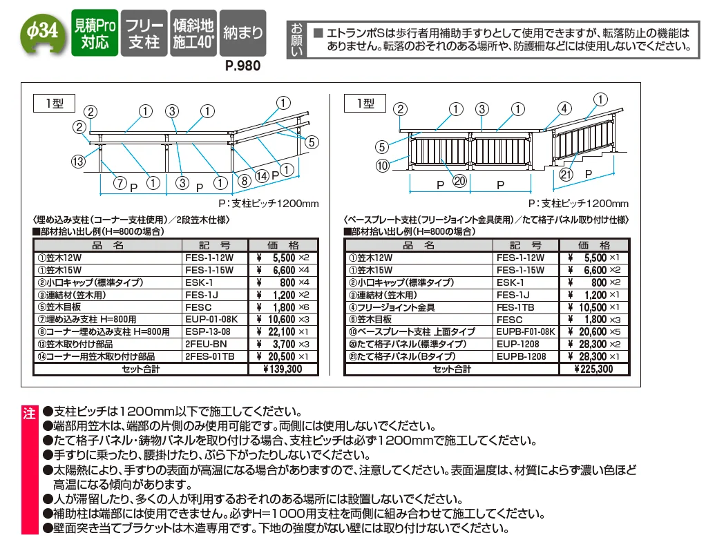 エトランポS1型フリー支柱タイプ/上部笠木納まり【2025年版】_価格_1