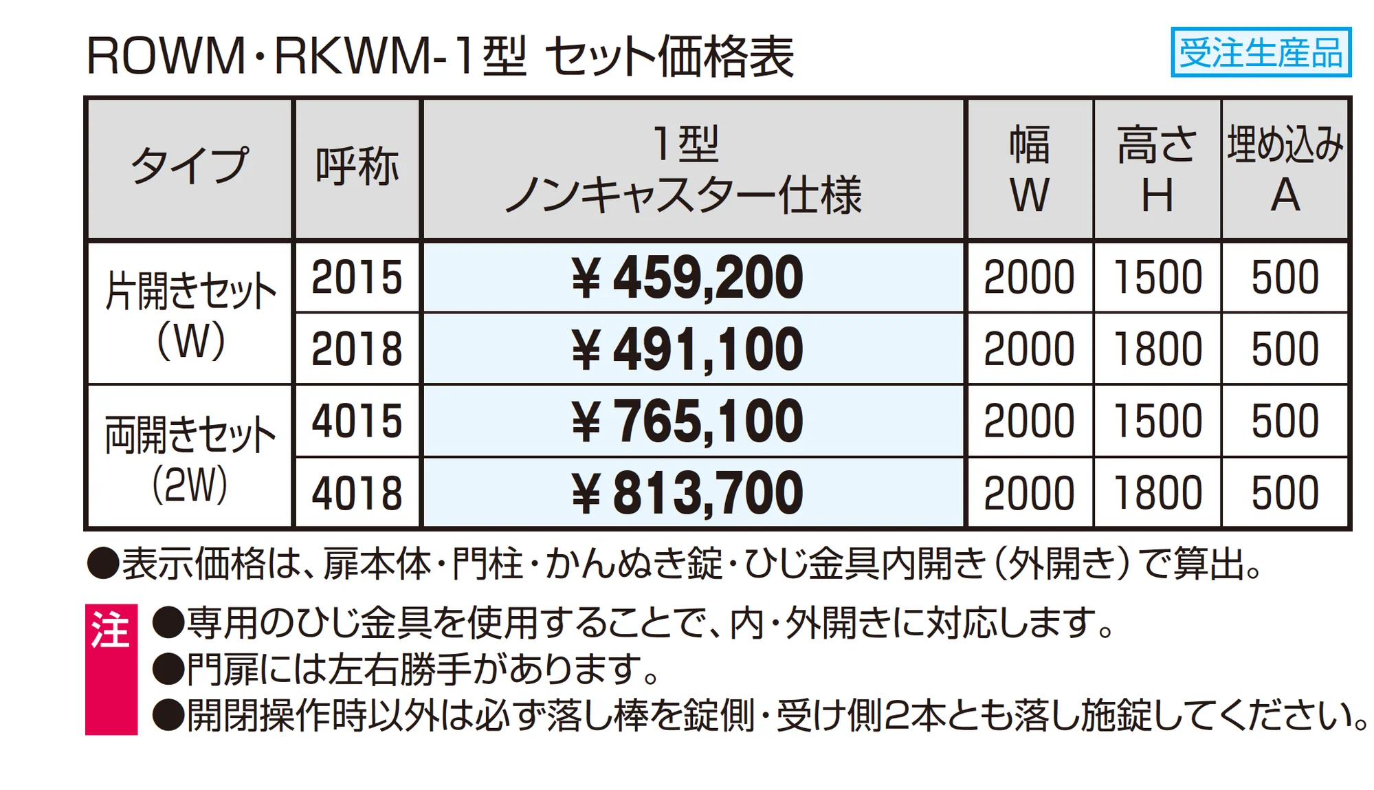 フレラインフォルテ1型 大開口タイプ ノンキャスター仕様 笠木タイプ_価格_1