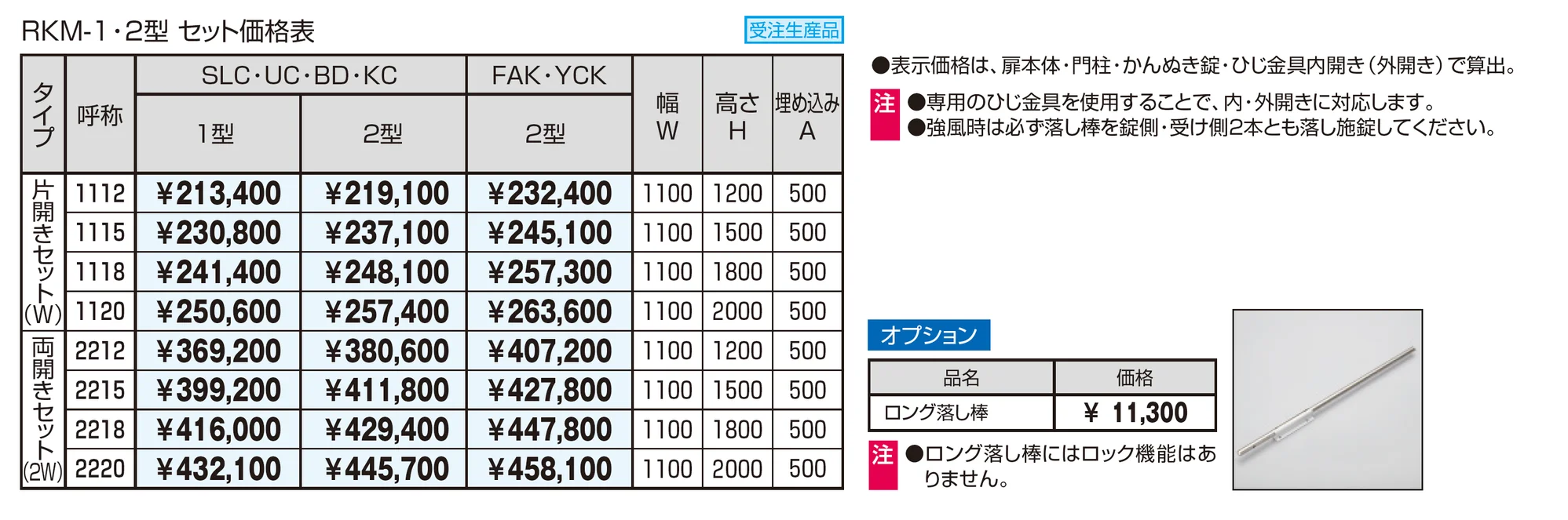 フレラインフォルテ1型 笠木タイプ かんぬき錠_価格_1