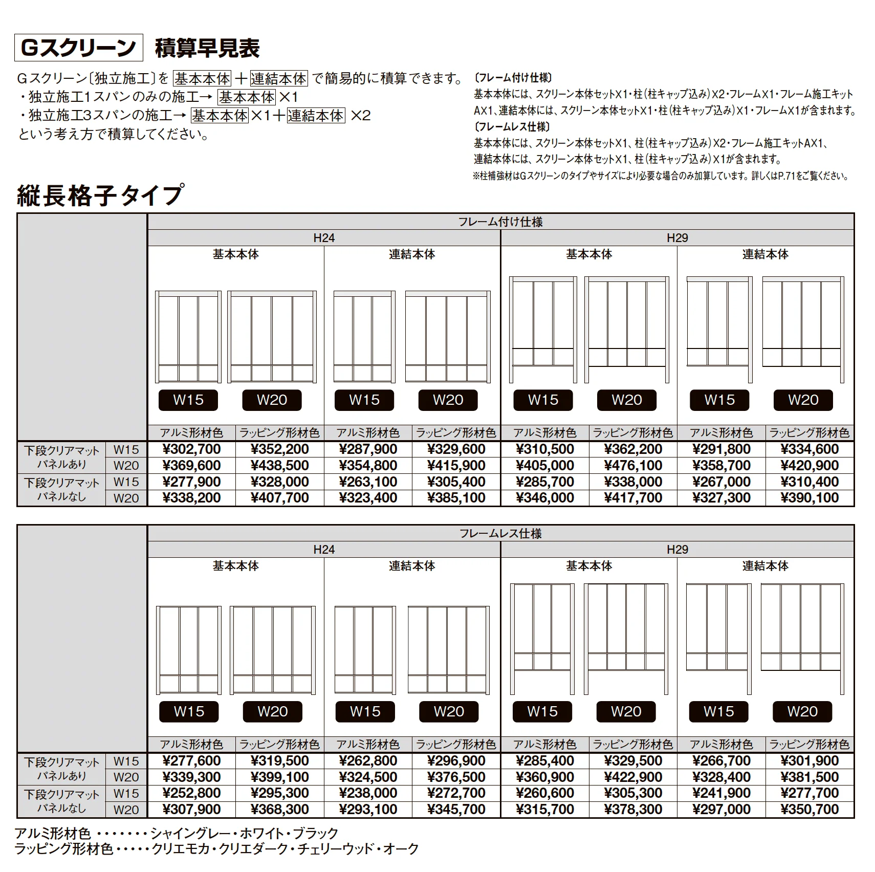 プラスG Gスクリーン 縦長格子タイプ_価格_2
