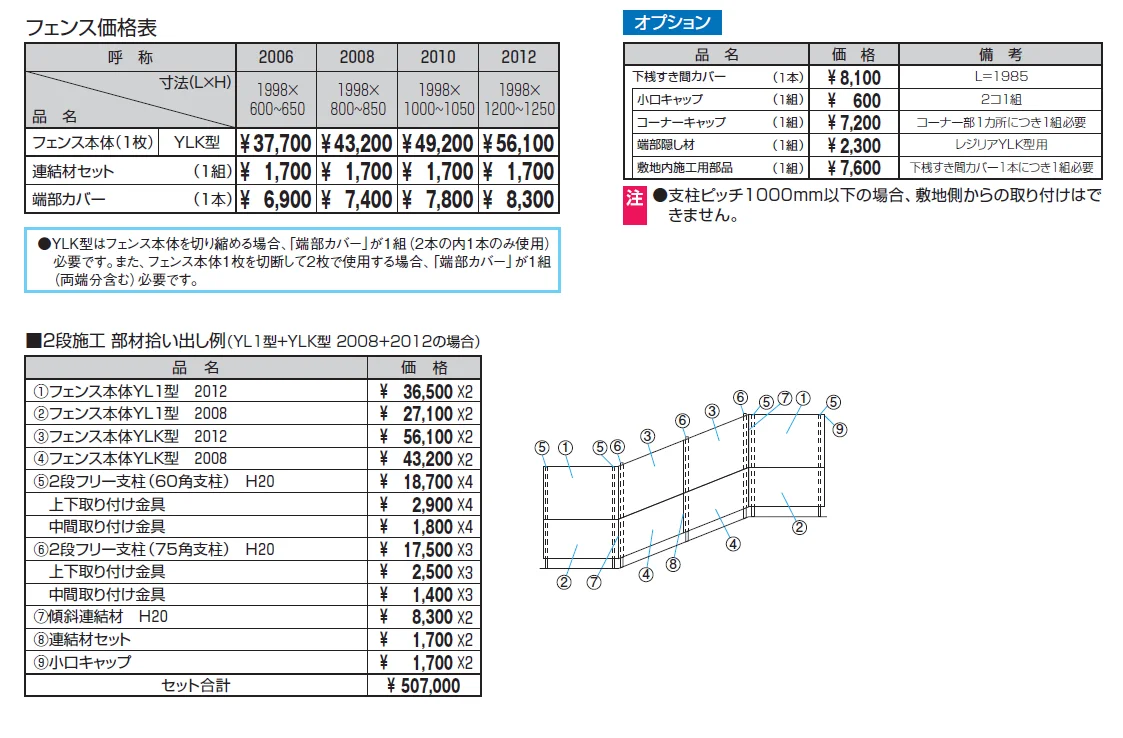 3段フリー支柱［75角支柱］レジリア YLＫ型（傾斜ルーバータイプ）【2024年版】_価格_2