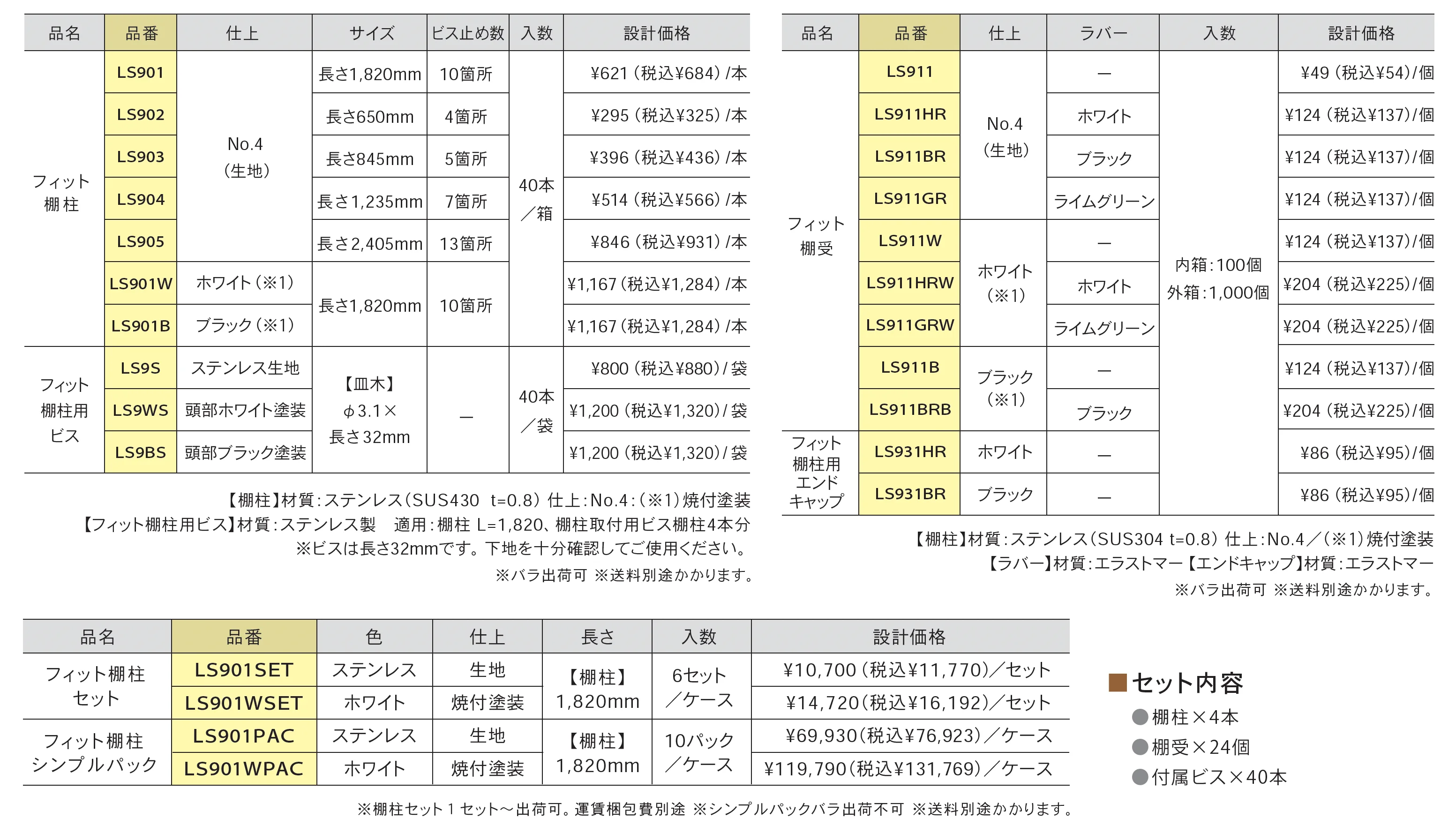 フィット棚柱/セット/シンプルパック_価格_1