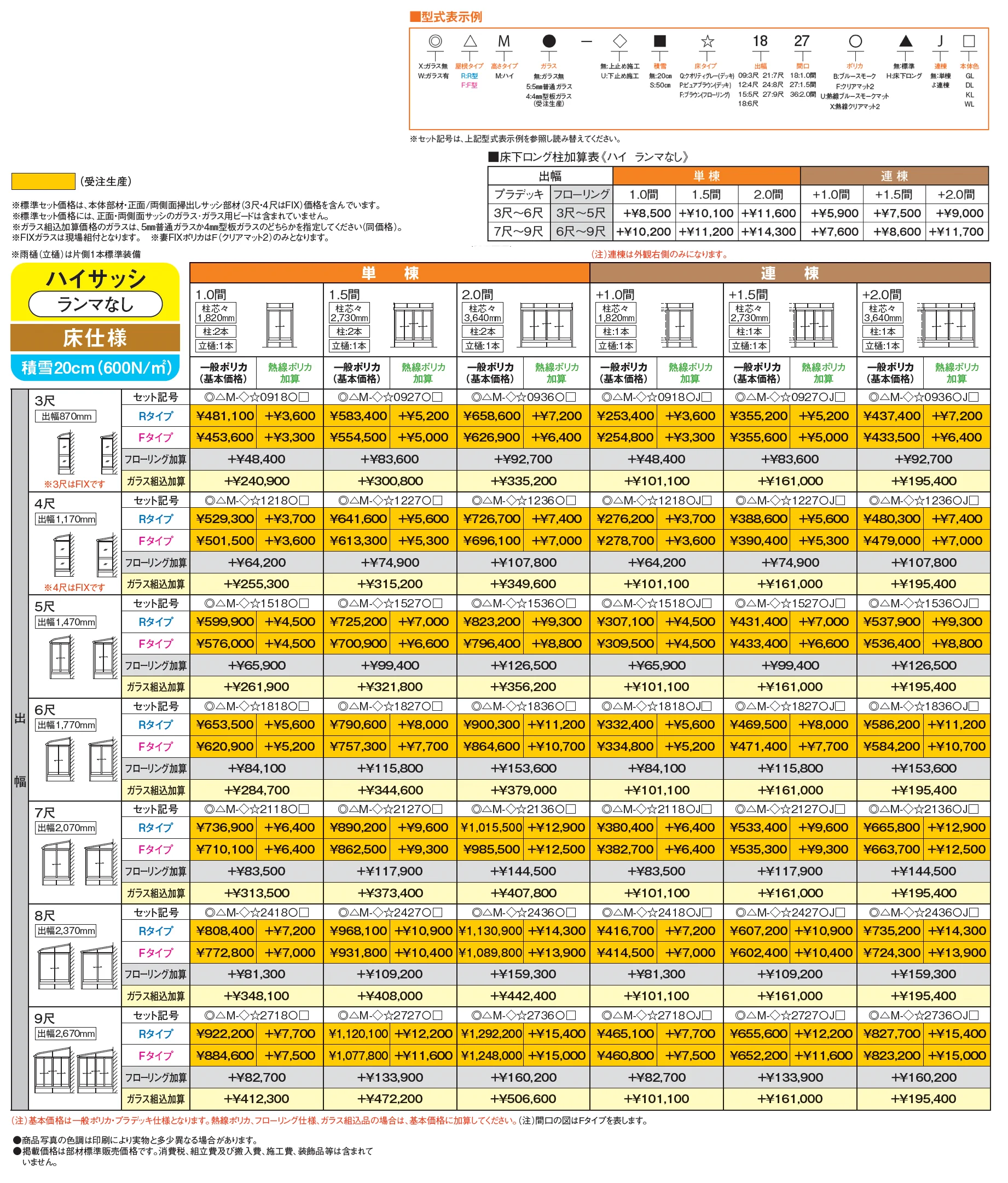 ソレイドテラス囲い ハイサッシ(ランマなし)【床仕様】_価格_1