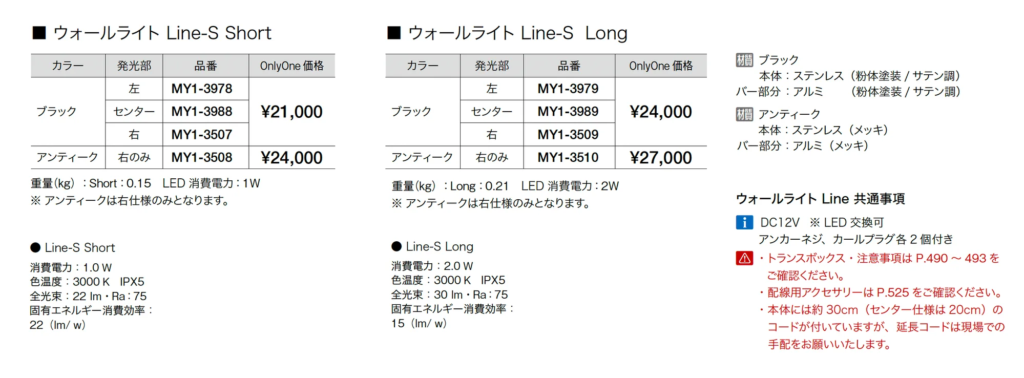 プリモ ウォールライト ライン_価格_2
