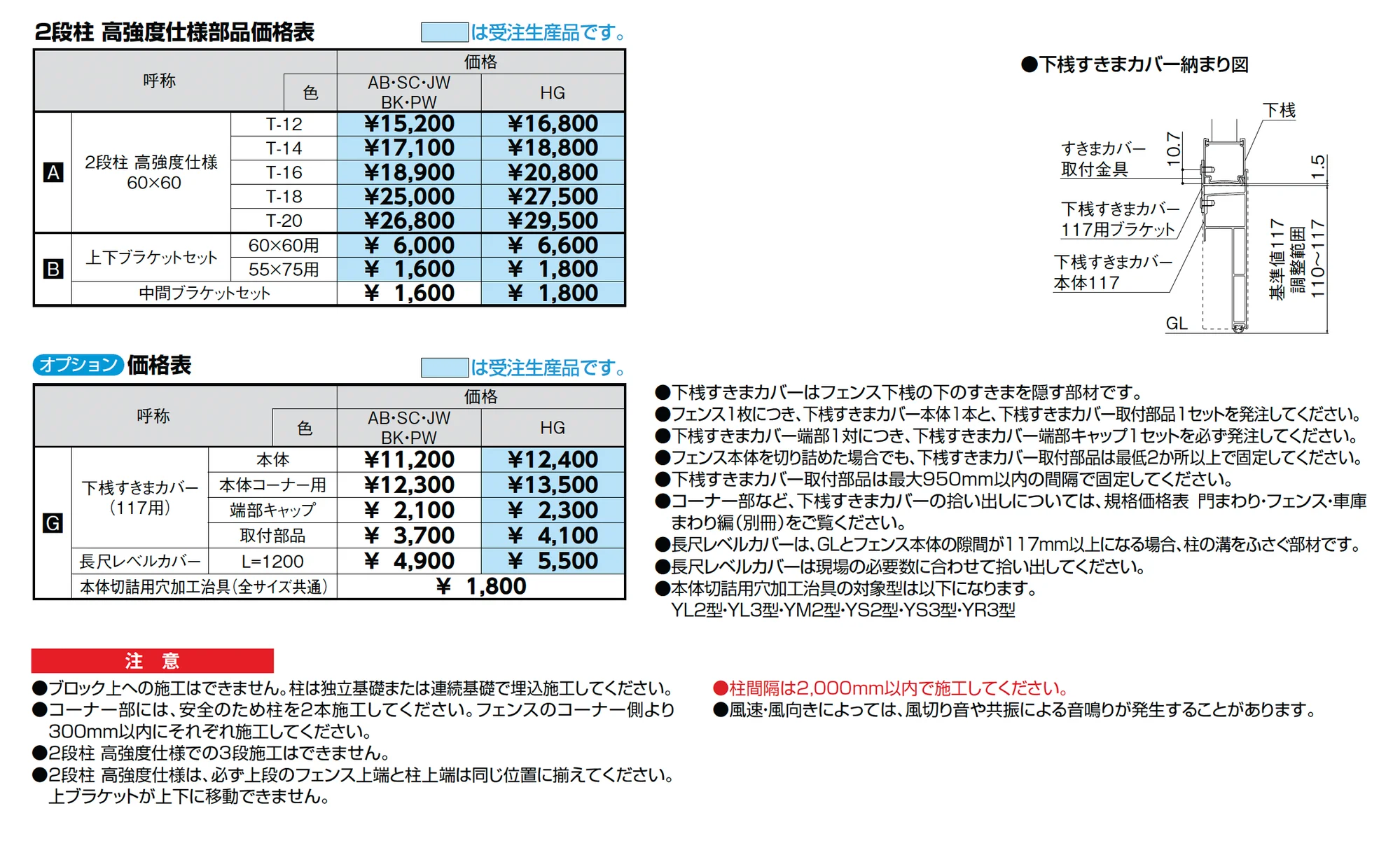 フェンスAB 2段柱 高強度仕様_価格_2