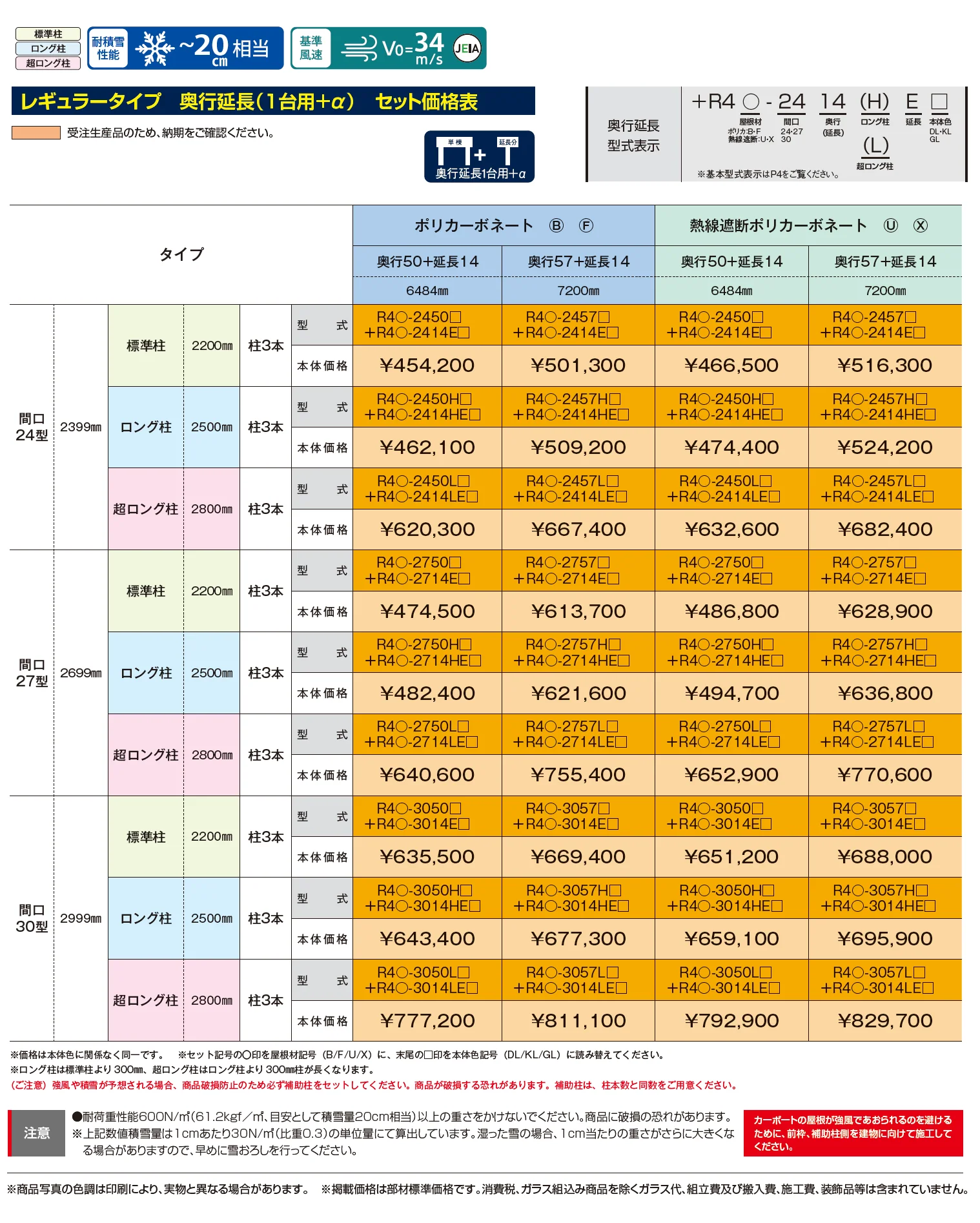 リアルポートⅣ レギュラータイプ カーポート：奥行延長(1台用+α)_価格_1