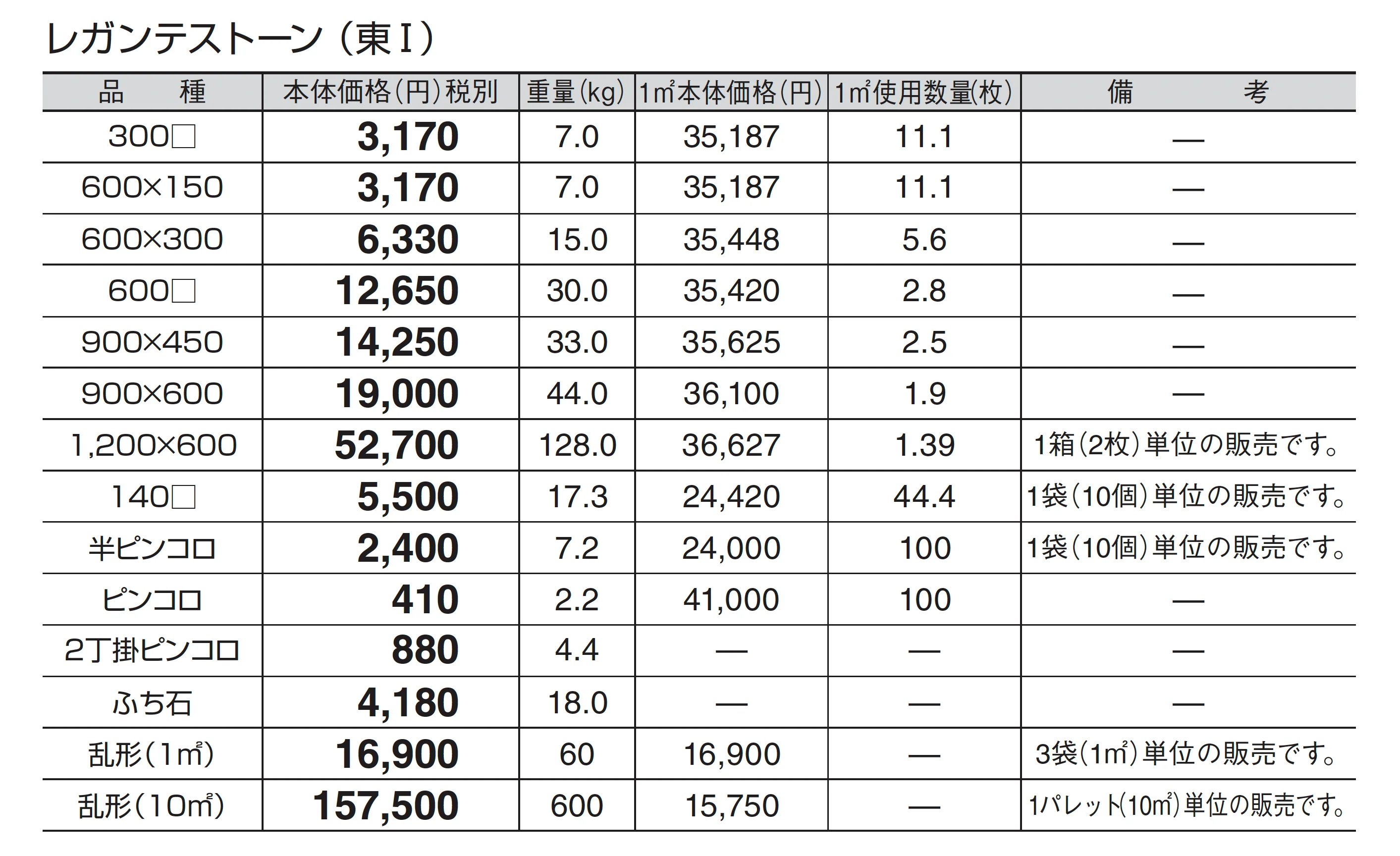 レガンテストーン_価格_1