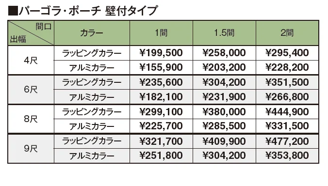 ポーチガーデン®︎ パーゴラ・ポーチ®︎(壁付タイプ)【2024年版】_価格_1
