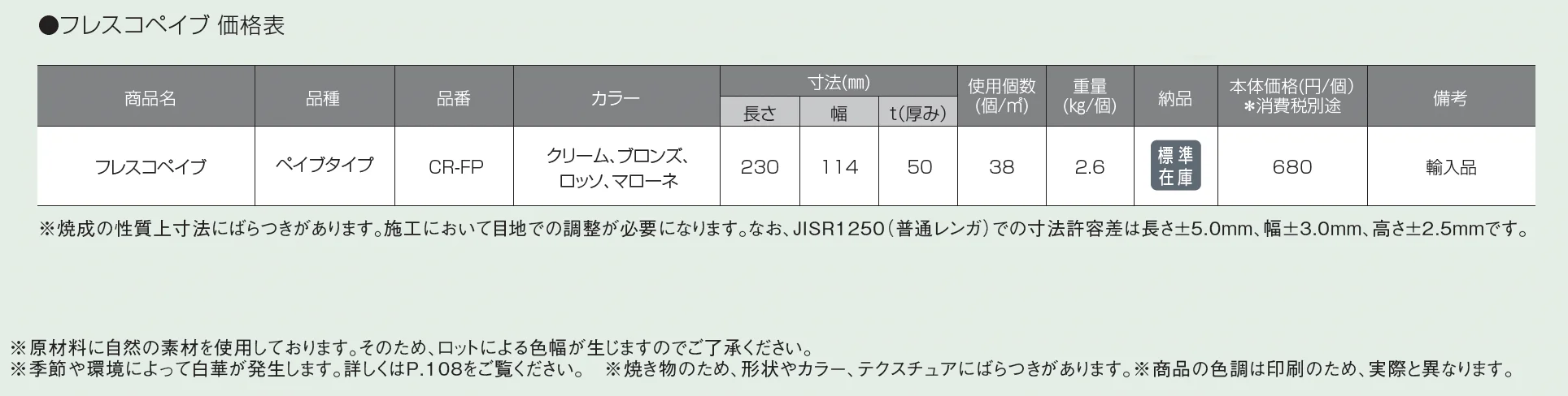 フレスコペイブ【2025年版】【廃番】_価格_1