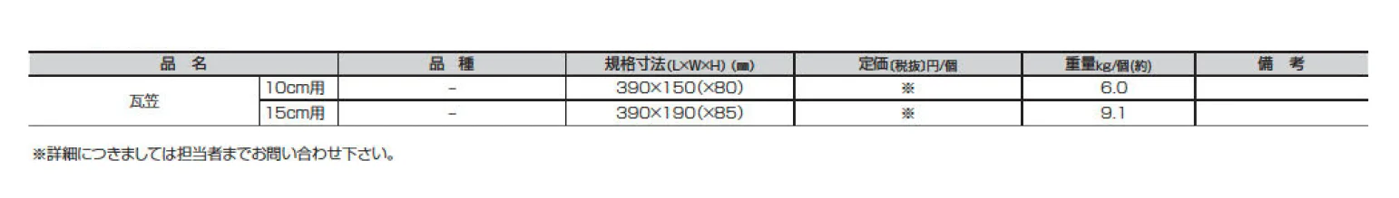瓦笠(10cm用・15cm用)_価格_2