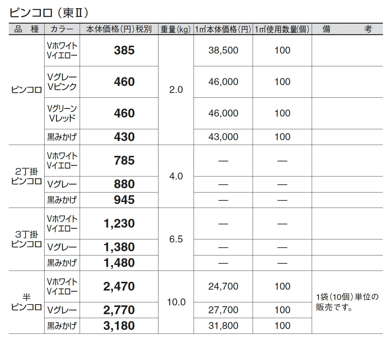 ピンコロ/2・3丁掛ピンコロ_価格_2