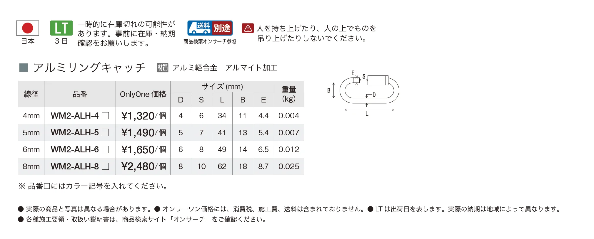 アルミリングキャッチ【2025年版】_価格_1