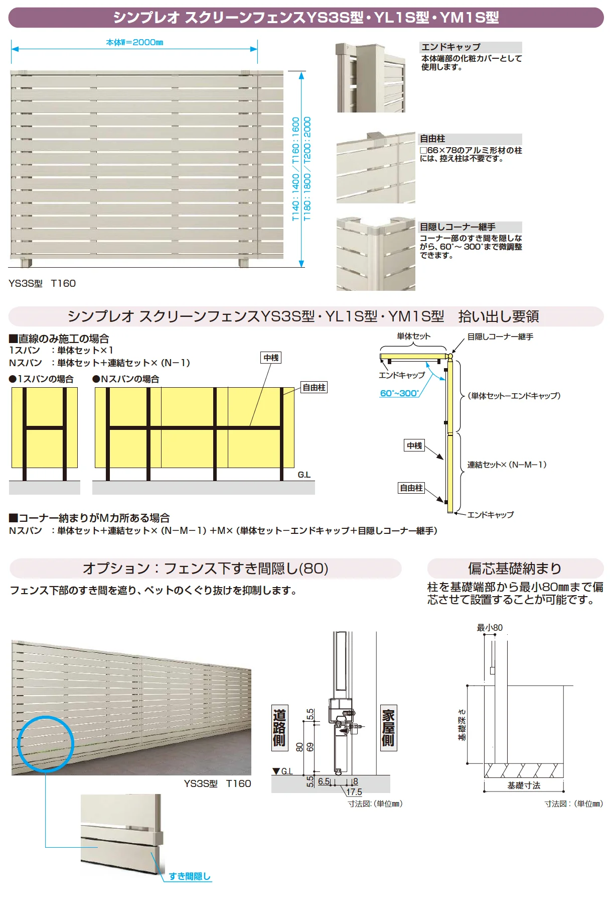シンプレオ スクリーンフェンス YM1S型 横目隠し【2025年版】_価格_2