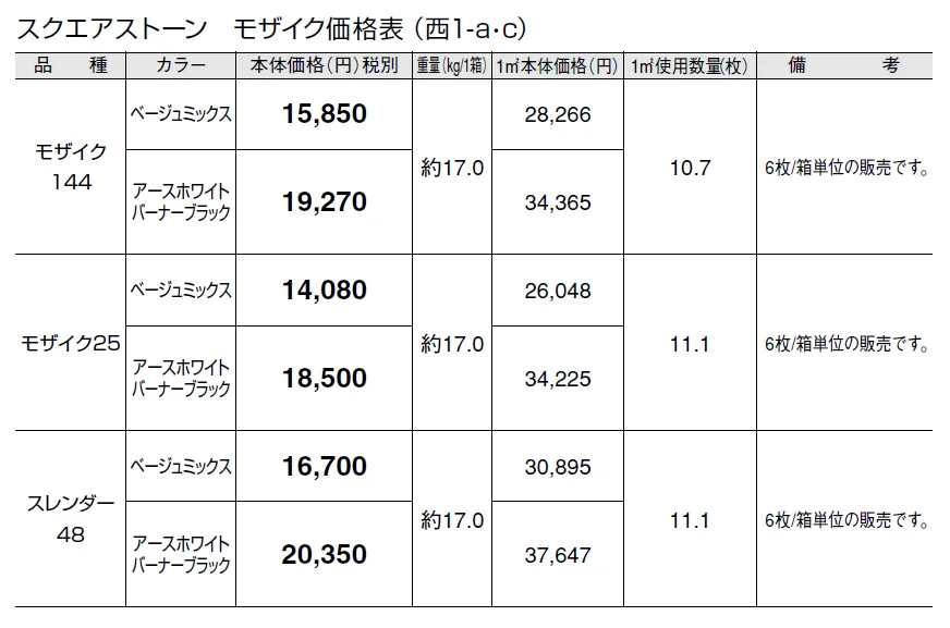 スクエアストーン モザイク【2024年版】_価格_3