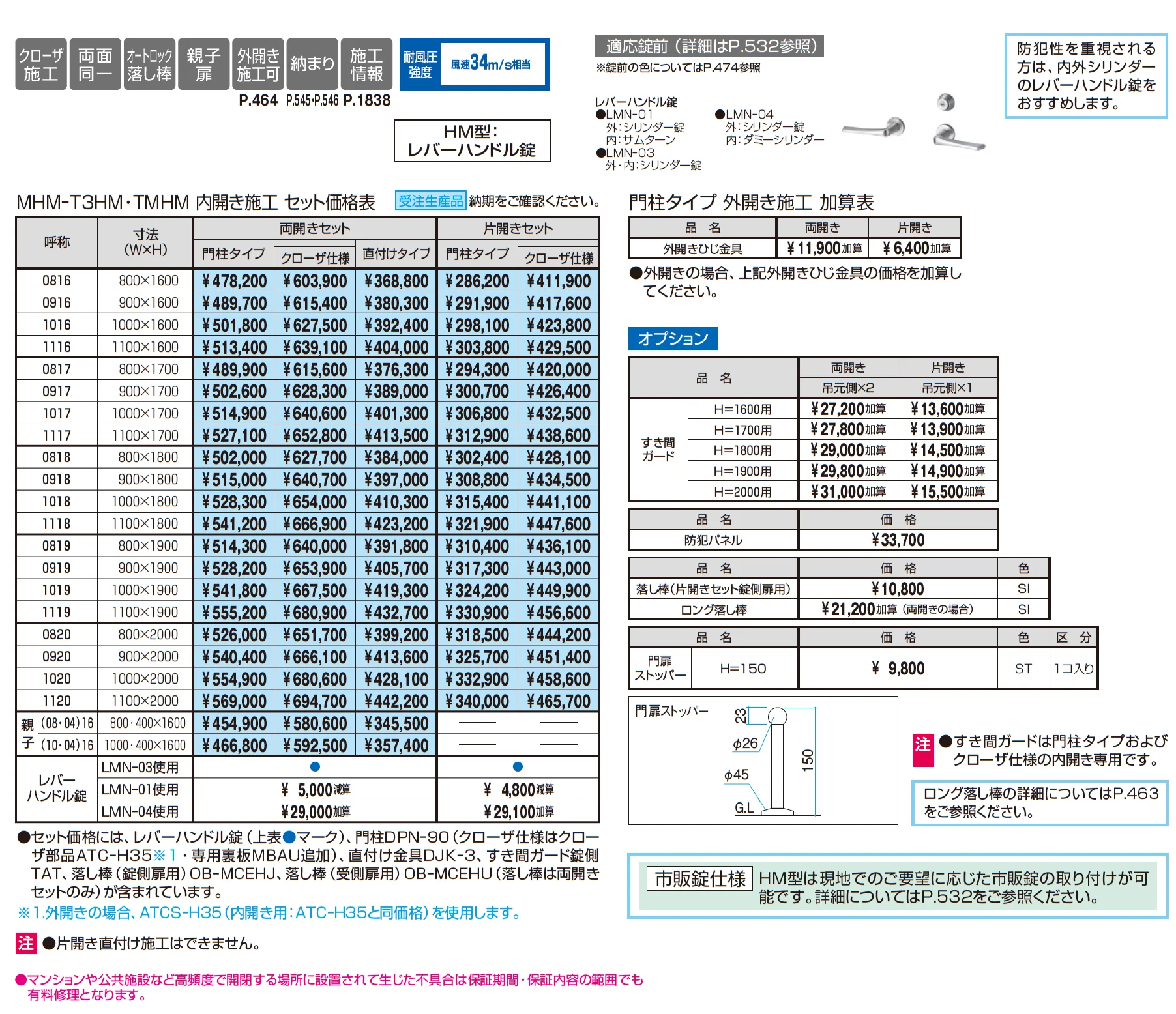 レジリアハイタイプTM型(HM型：レバーハンドル錠)_価格_1