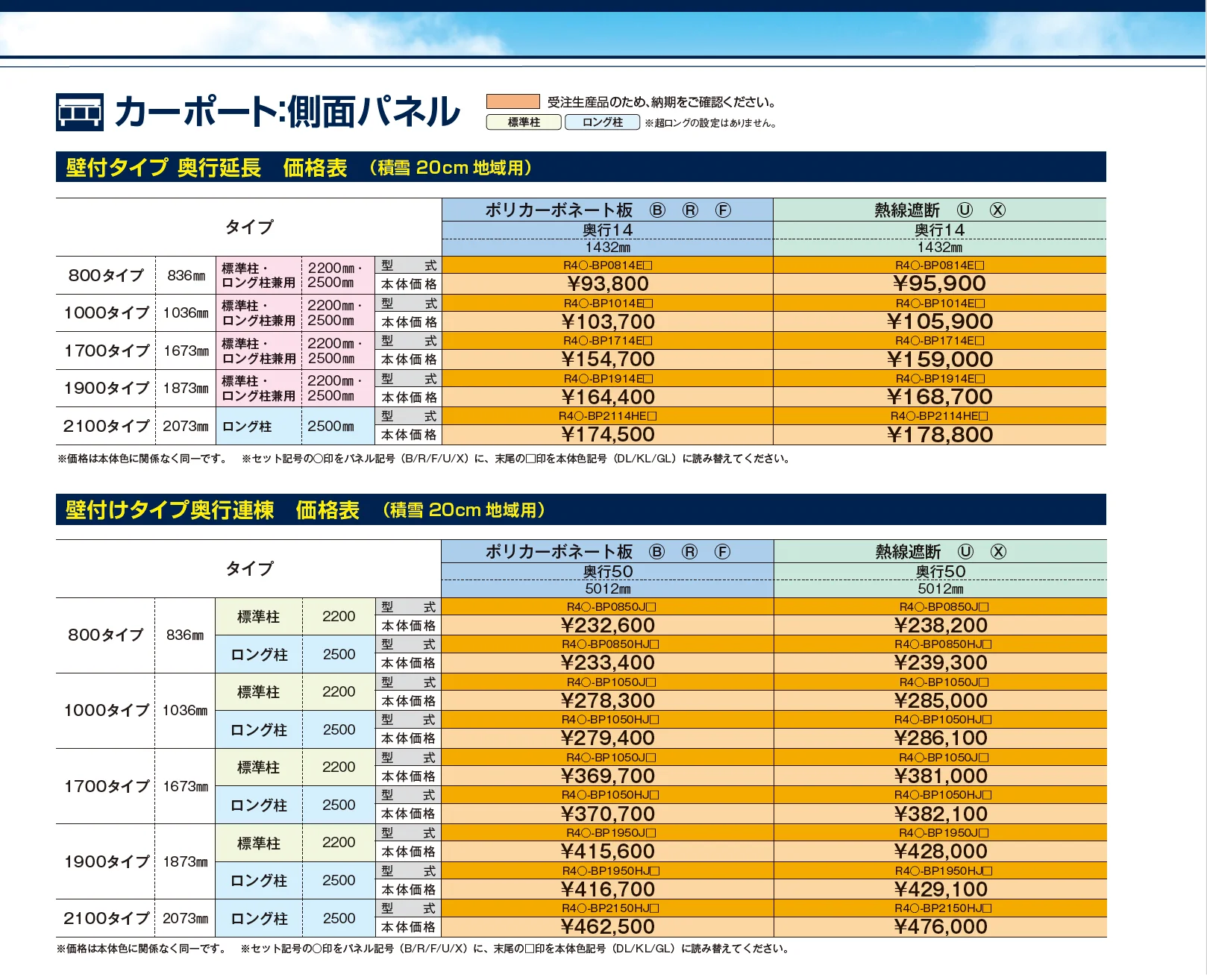 リアルポートⅣ 壁付けタイプ カーポート：基本(1台用）・奥行延長(1台用+α）・奥行連棟(2台用）【2025年版】【廃番】_価格_3
