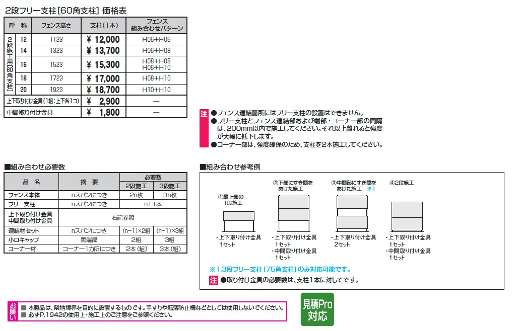 2段フリー支柱【60角支柱】ニューアイシャノン・スーパー速川・ニュータウンリード【2025年版】_価格_1