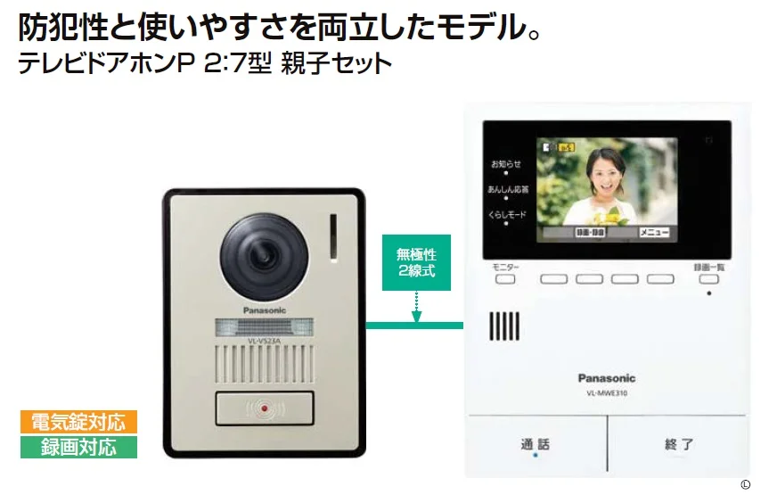 LIXILの「テレビドアホンP２:７型・親子セット【2024年版】」