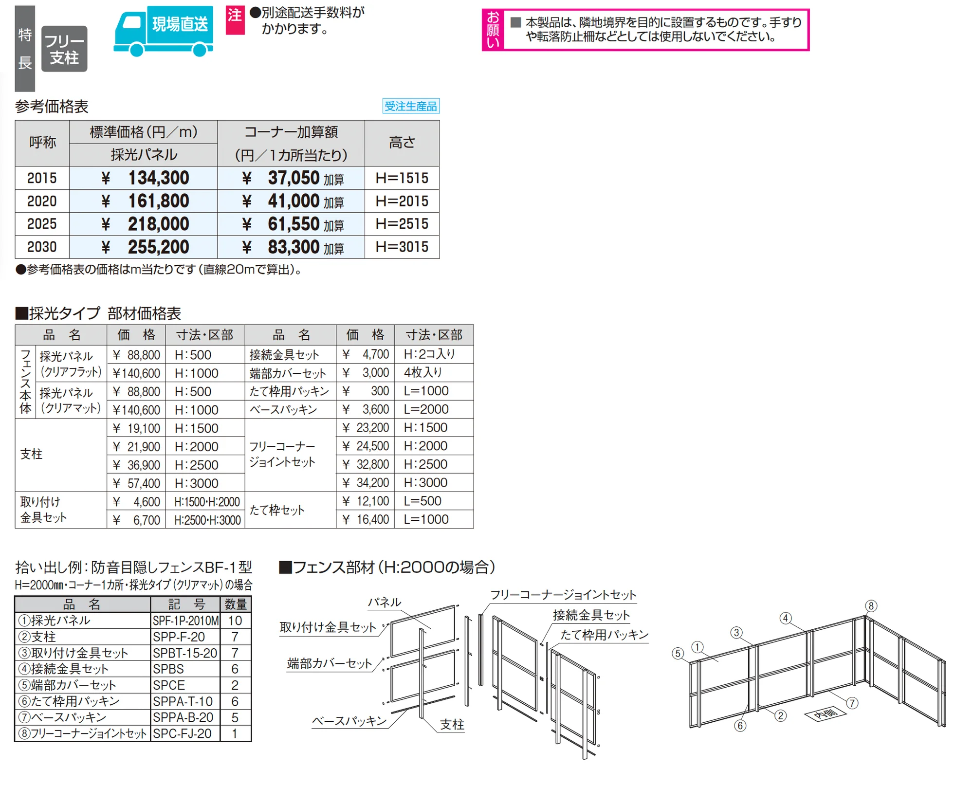 防音目隠しフェンスBF-1型 採光タイプ【2025年10月価格改訂版】_価格_1