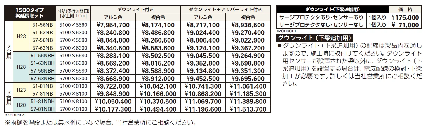 エクスティアラ ルーフ 1500タイプ 単体セット（3台用）／梁延長セット【2024年版】_価格_2