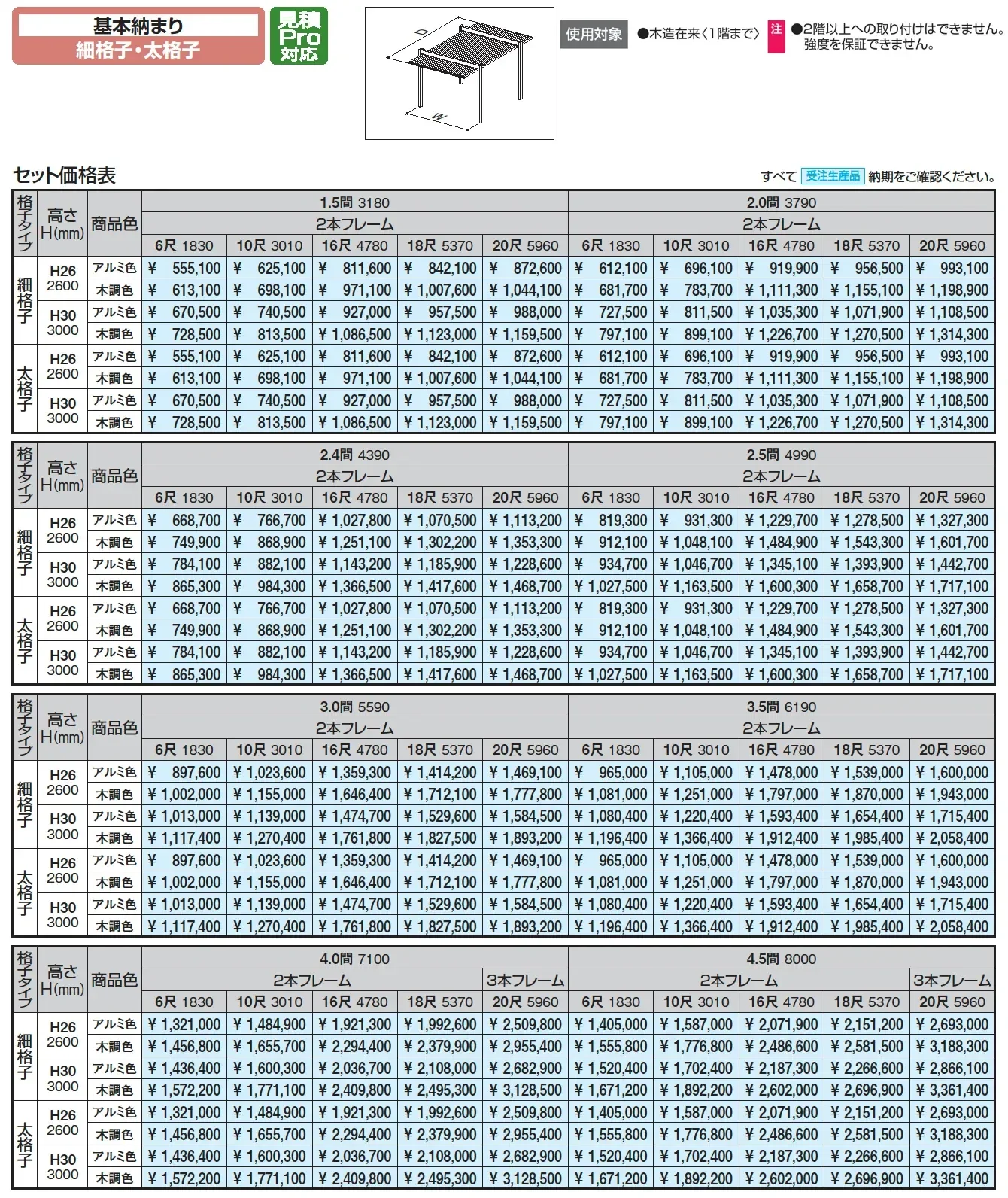 アウトドアフレーム L-Class 基本納まり(細格子・太格子)【2025年版】_価格_1